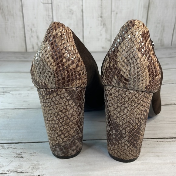 Calvin Klein Suede and Snakeskin Monicah Chunky Heel Pump - Picture 4 of 12